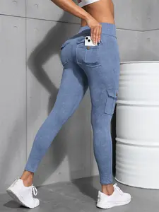 Women's Tie Dye Print Pocket Design Cargo Leggings, Casual Comfy Breathable Skinny Pants for Yoga Gym Workout, Ladies Bottoms for All Seasons