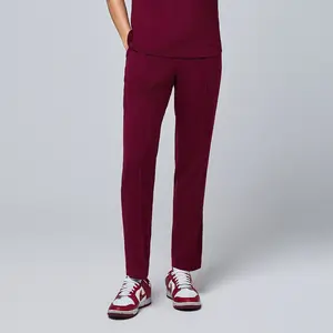 Zenir | Women's Line Banding Scrub Pants - Burgundy