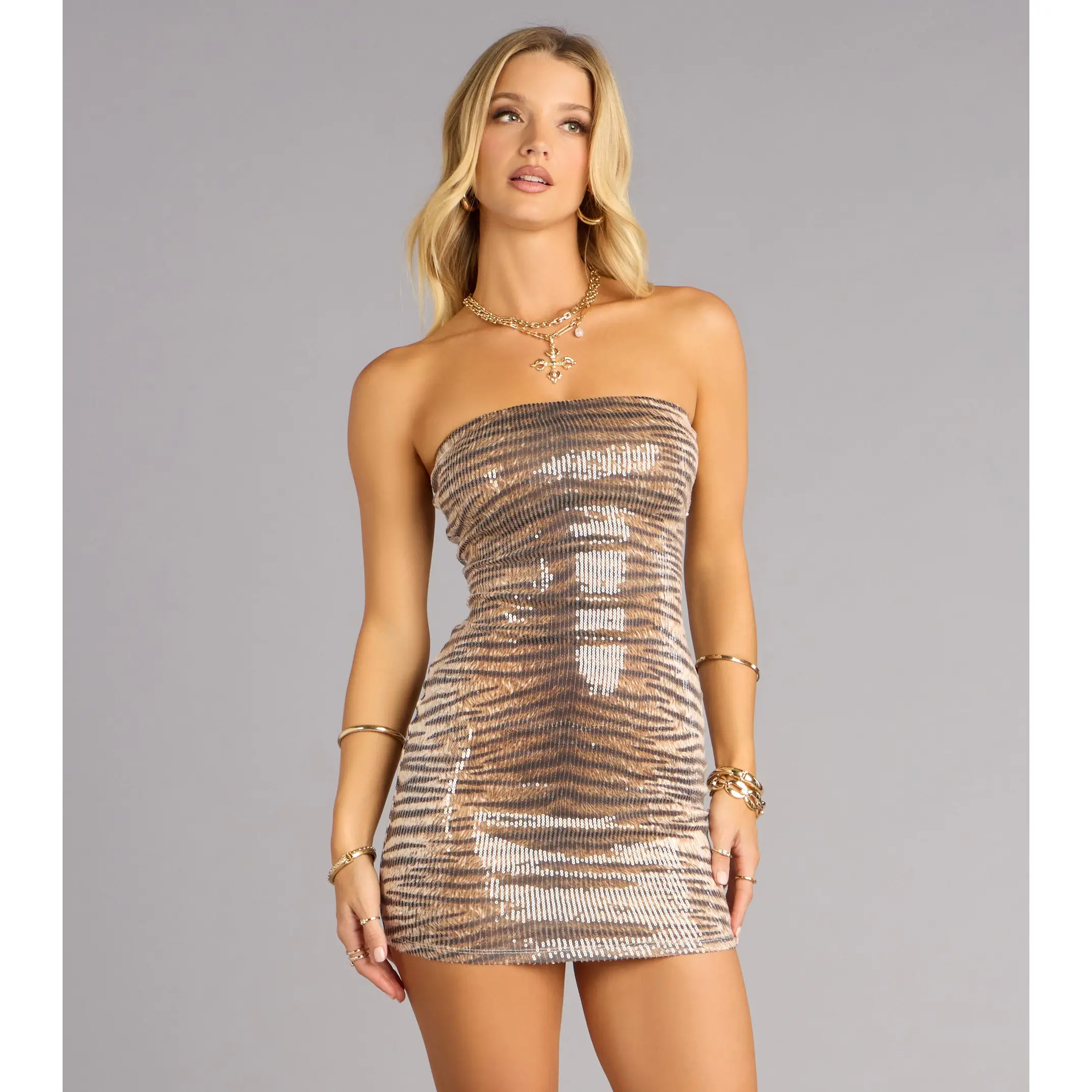 Wild Sparkle Tiger Sequin Mini Dress - TikTok Shop Wild Sparkle Tiger Sequin Mini Dress - TikTok Shop
