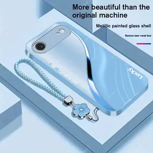 Suitable for [iPhone 17 Air]Brand new high-end phone case, comes with a four-leaf clover lanyard, simple and stylish, drop-resistant and fingerprint-proof YM99