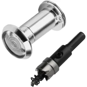 180-degree Peep Holes for Door with Drill Bit 14mm/0.55 Inch, Door Viewer Peephole, Door Peephole with Privacy, Peephole for Front Door Thick from 1-3/8" to 2-3/8" (1 x Peepholes Set + 1 x Drill Bit)