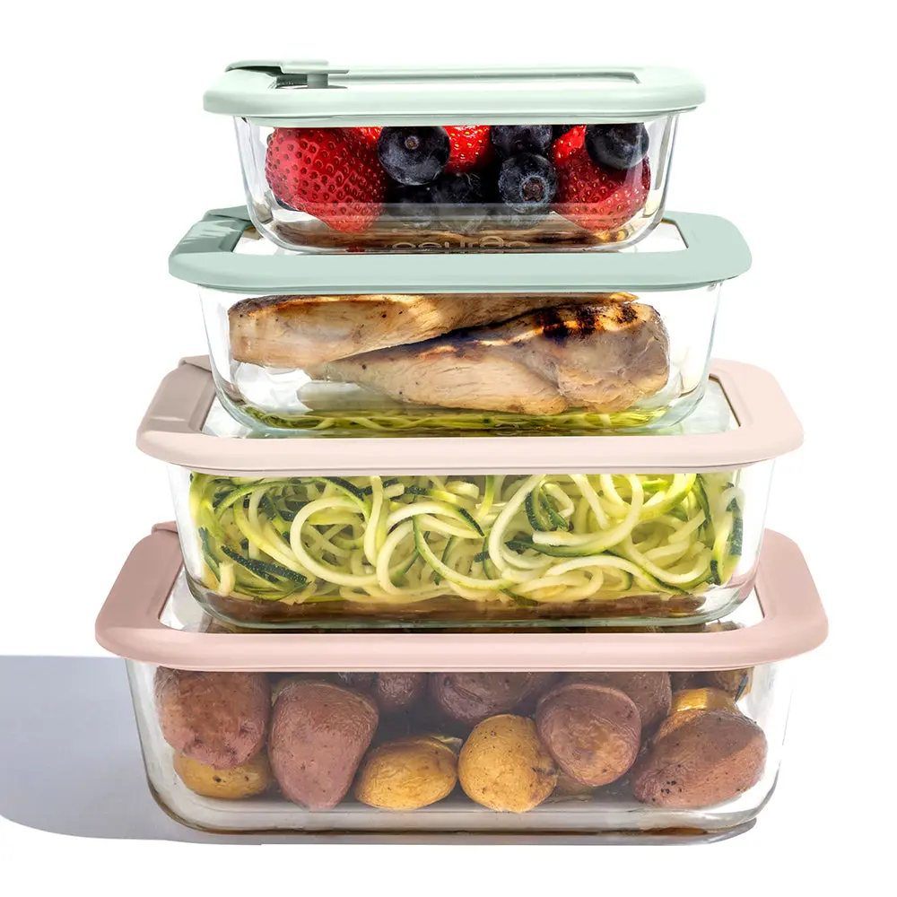 Bentgo Signature Glass Food Storage Kit (8-pcs) - Meal Prep Container, Dishwasher, Reusable, Oven, & Microwave Safe Kitchen Set