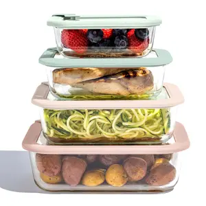 Bentgo Signature Glass Food Storage Kit (8-pcs) - Meal Prep Container, Dishwasher, Reusable, Oven, & Microwave Safe Kitchen Set