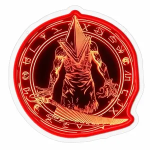 Silent Hill Pyramid Head Neon LED Sign, Adjustable Wall Decor Light, Gaming Room/Men's Cave Decoration, Red Nightlight Atmosphere Light, Gift for Gamers-Father's Day Gift