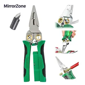 8 in 1 Wire Stripper Twister,Audible and Flashing LED Alarms,for Cutting and Pulling Wires Cable Scissors,Voltage Tester Pliers 12V to 250V Live,Null,Hot Wire Judgment AC DC,MirrorZone.