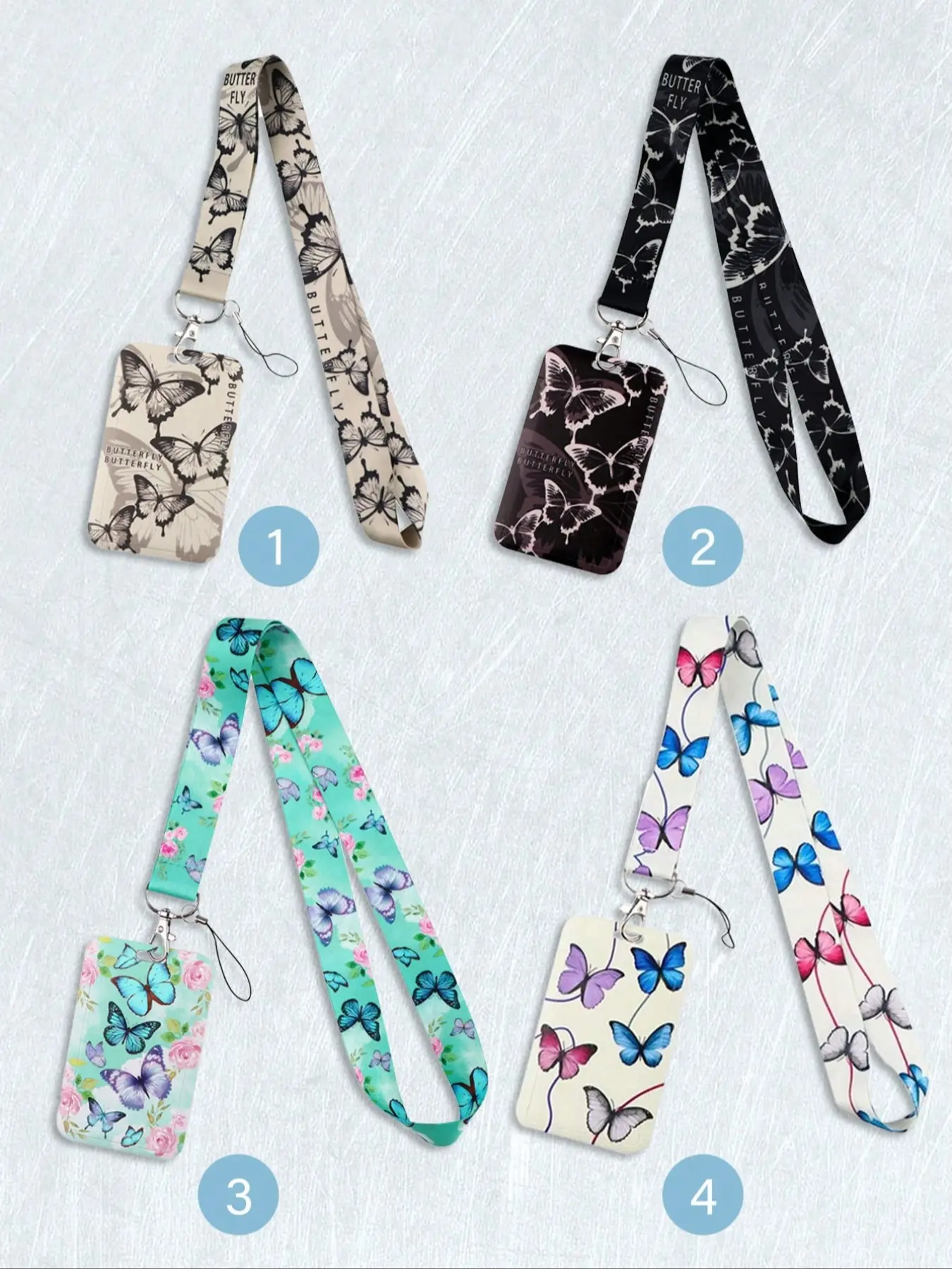 Butterfly Pattern Lanyard Card Holder, Elegant & Functional Design, Ideal for Doctors/nurses/students, Medical Badge Holder, Durable Material