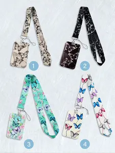Butterfly Print Lanyard Card Holder, Elegant & Functional Design, Ideal for Doctors/nurses/students, Durable Material