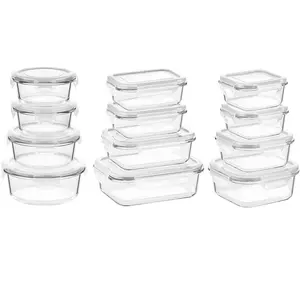 12-Piece Leakproof Glass Food Bowls with Secure Locking Lids (4 Sizes),  for Home Kitchen & Daily Meals&Snack and Lunch Food Storage Containers