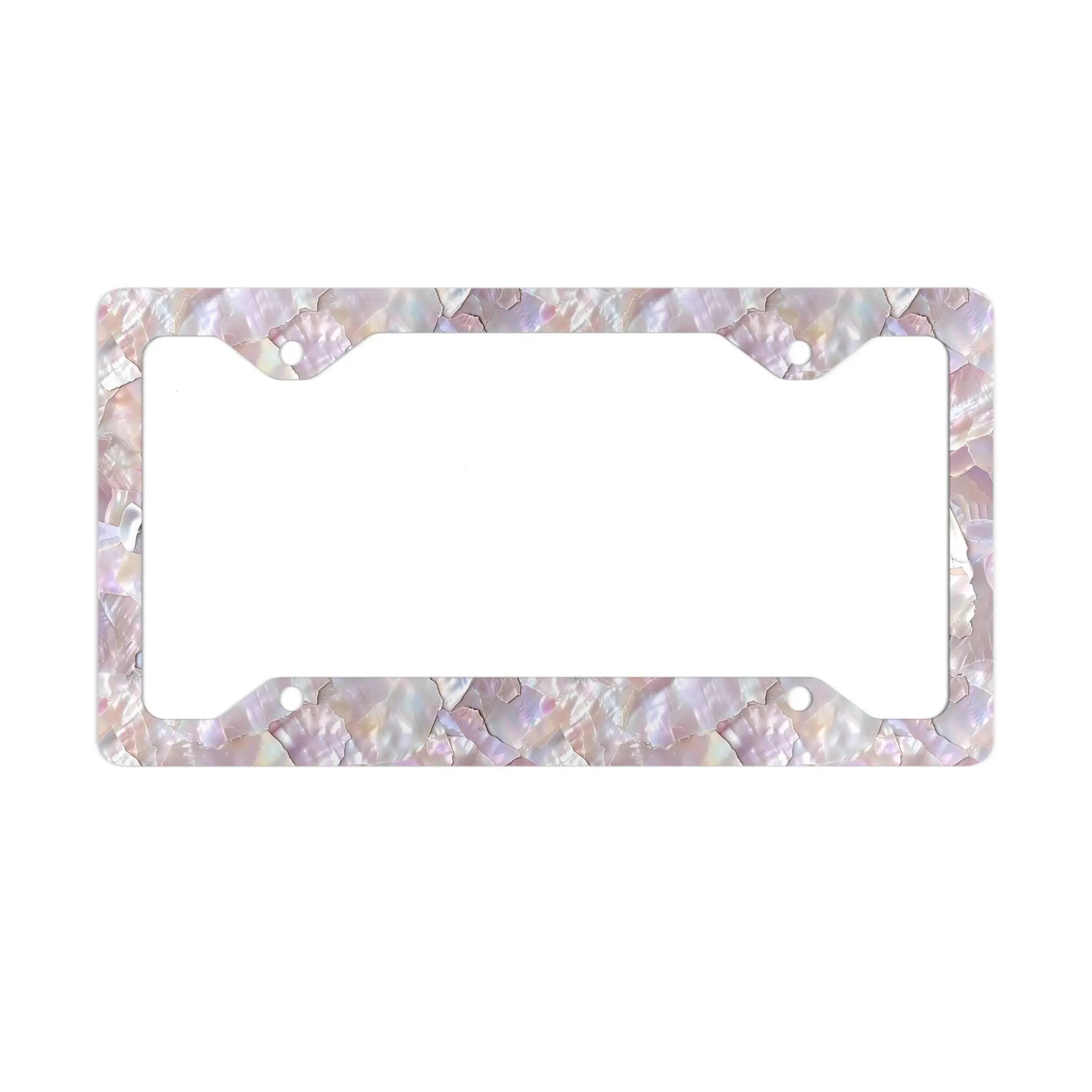 Pink Crushed Shell License Plate Frame, Abstract Art Cute Car Decor, Abalone Gemstone Crystal Boho Car Accessories for Women