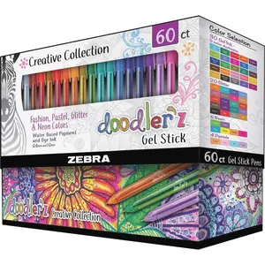 Zebra Pen  1.0 mm Doodlerz Gel Stick Pen, Assorted Color - Pack of 60