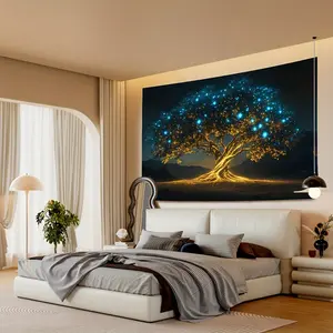 Tree of Life Tapestry Wall Hanging – Polyester Glam Style Wall Decor for Living Room, Bedroom, Indoor & Outdoor Parties – No Feathers, Electricity-Free Elegant Ornament