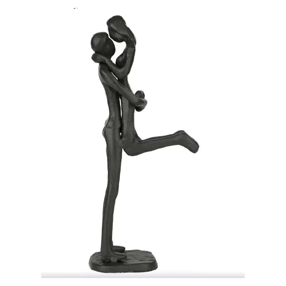 Couple Statue, Romantic Couple Sculptures, Metal Lovers Statues Decorative, Black Small Abstract Figurines for Anniversary Wedding Gifts Valentines Birthday, Statues for Home Decor