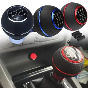5 Speed Shift Knob Gear Stick Leather Shifter Lever Shifting Transmission Fit Most Manual Cars Trucks SUV Vehicle