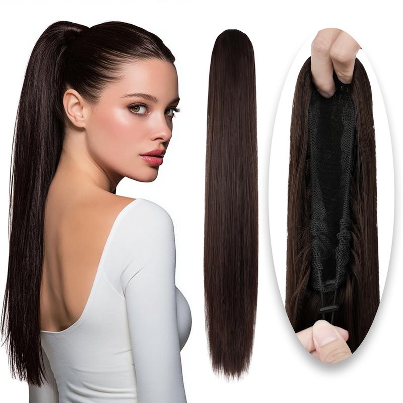 Ponytail Extension 26 Inch Drawstring Ponytail Extension for Women Long Straight Hair Extensions for Daily