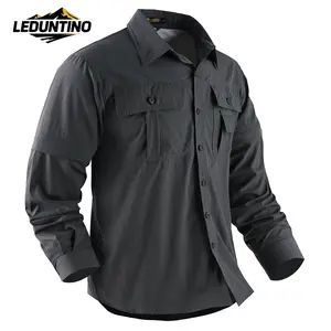 LEDUNTINO Men's Long-Sleeved Loose Casual Jacket Shirt - Versatile Polyester Workwear for Daily Wear & Layering with Jeans TikTokShopHolidayHaul