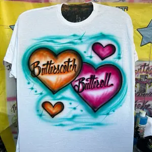 Personalized Airbrush T Shirt with Two Names Unique Design for Him and Her design 11