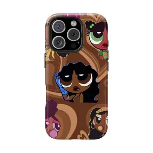 Eye-Catching Black Powerpuff Girls Phone Case Trendy Cartoon Phone Case Compatible for iPhone 17Promax 16 15 14 13 12 11 and for Samsung S21-S25 Perfect Gift for Fans Her/Him Cute Phone Cases