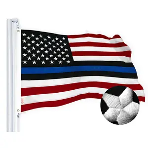 G128 Blue Lives Matter Flag Police Flag Embroidered 2.5x4 FT Spun Polyester