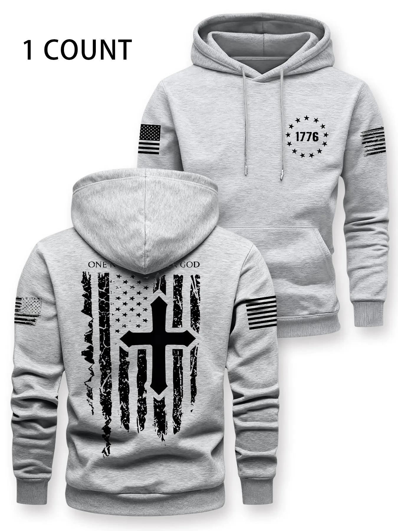 Men's Fall Winter Long Sleeve Hoodie, Graphic Hoodies, Casual Hooded Sweatshirts, American Flag Print, Loose-Fitting Casual Streetwear, Daily Fashion, Trendy Sweatshirt