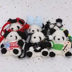 【Free shipping】New Panda Pilot Pendant Sweet and Cute Little Panda Doll Bag Car Keychain Lucky Bag Panda Pendant
