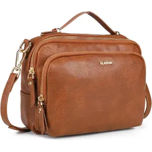 Multi Pockets Crossbody Bags for Women Small Top Handle Purse Satchel and Medium Pocketbooks with Soft Vegan Leather