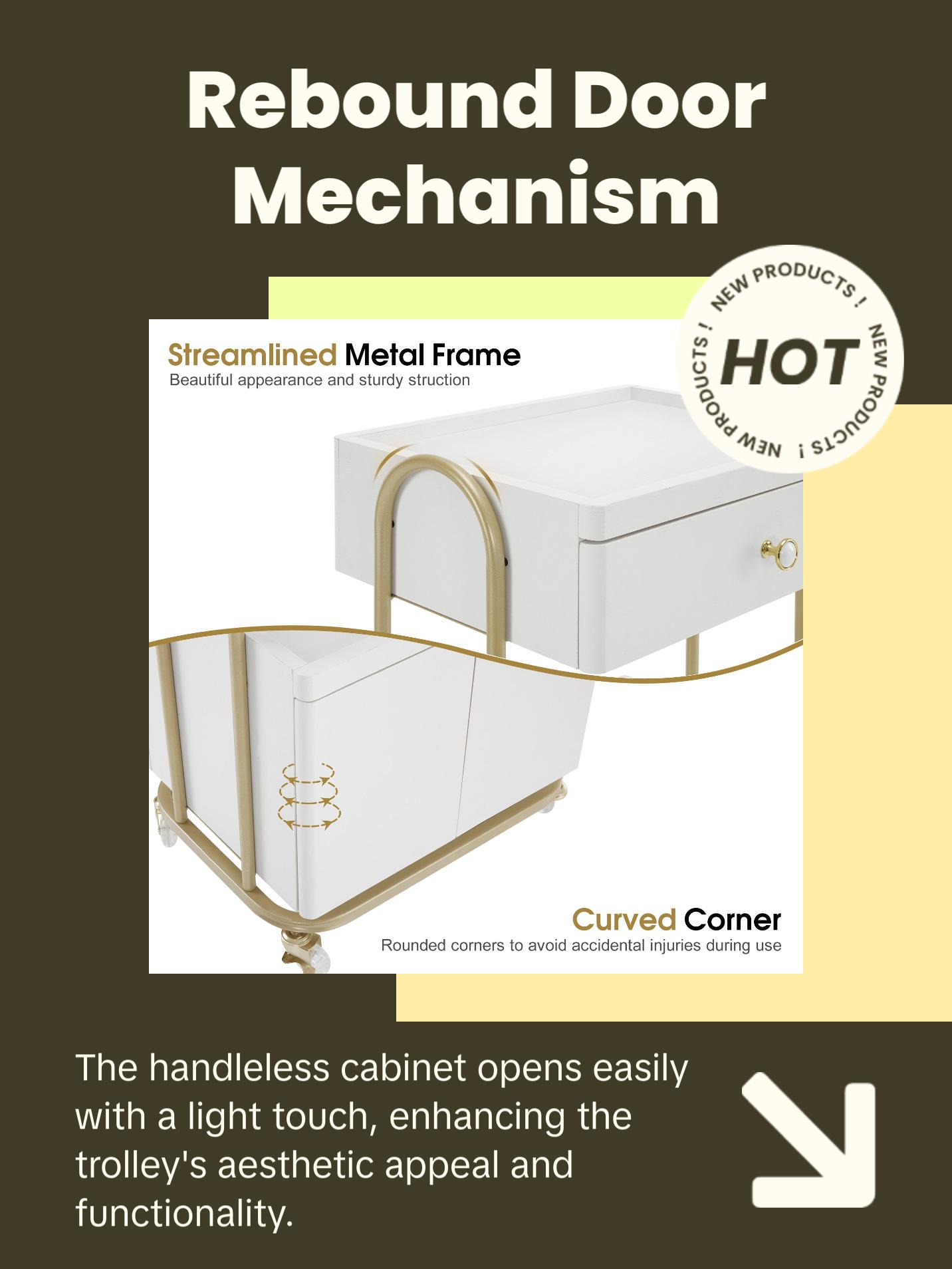 BarberPub Salon SPA Rolling Trolley, Barber Storage Cart for Storing Cosmetics 2074