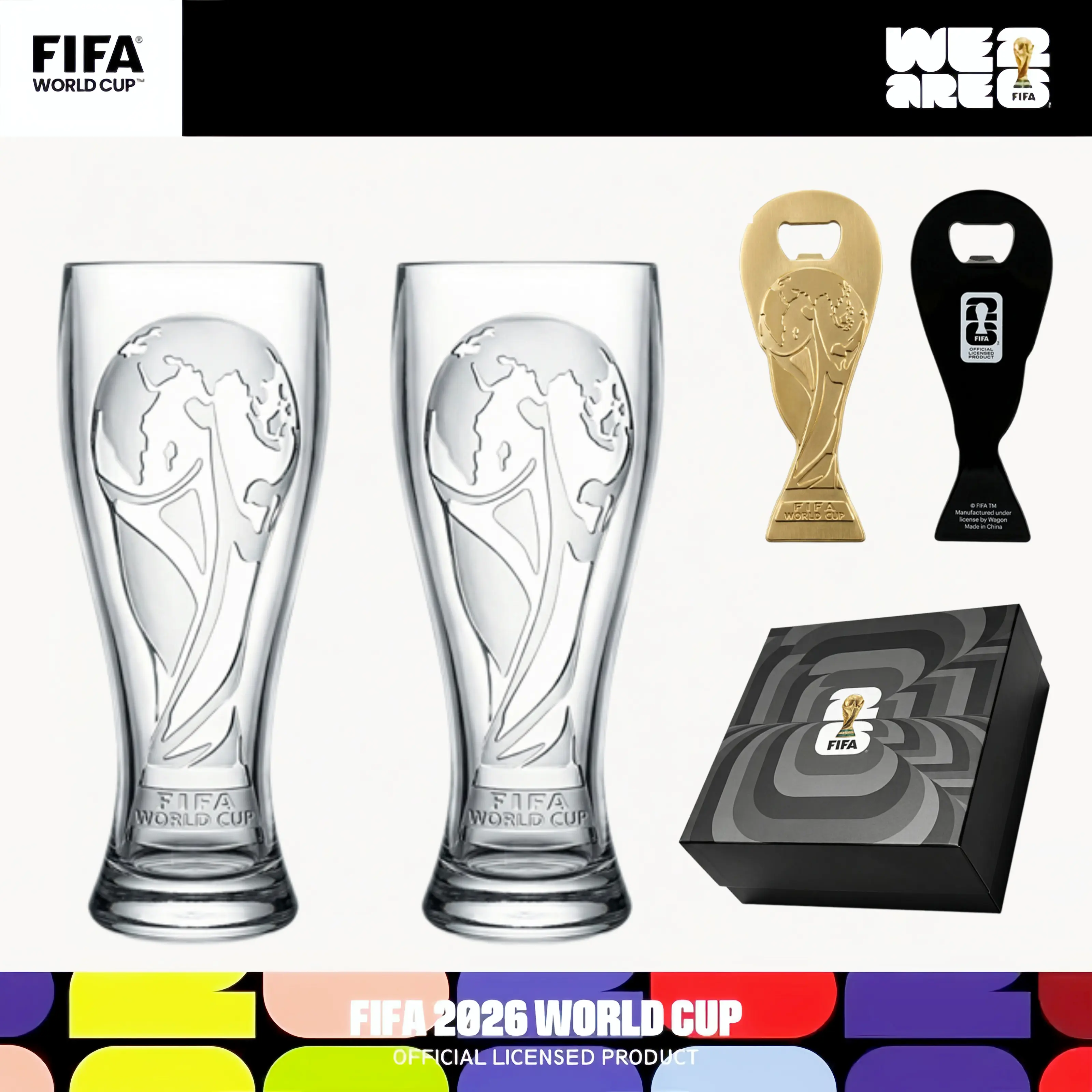 [FIFA World Cup 2026]Officially Licensed Shatterproof Beer Mug Set | 2Pcs Unbreakable Acrylic Glasses + Trophy Bottle Opener | Perfect for Pool Parties & Gameday ️summerwins