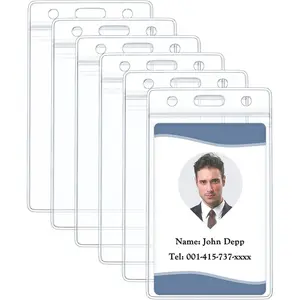 6 Pack Vertical ID Card Badge Holder  Clear Card Sleeve Case Cover Heavy Duty Card Protector Pouch with Resealable Zip for Proximity Key Card Driver's License and Credit Card
