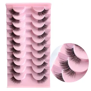 Clear Band Half Eyelashes, 10 Pairs Natural Wispy Soft Invisible Band Half Eyelash, Natural Curling Eye Makeup Strip Lashes for Women and Girls, High Quality Eyelashes