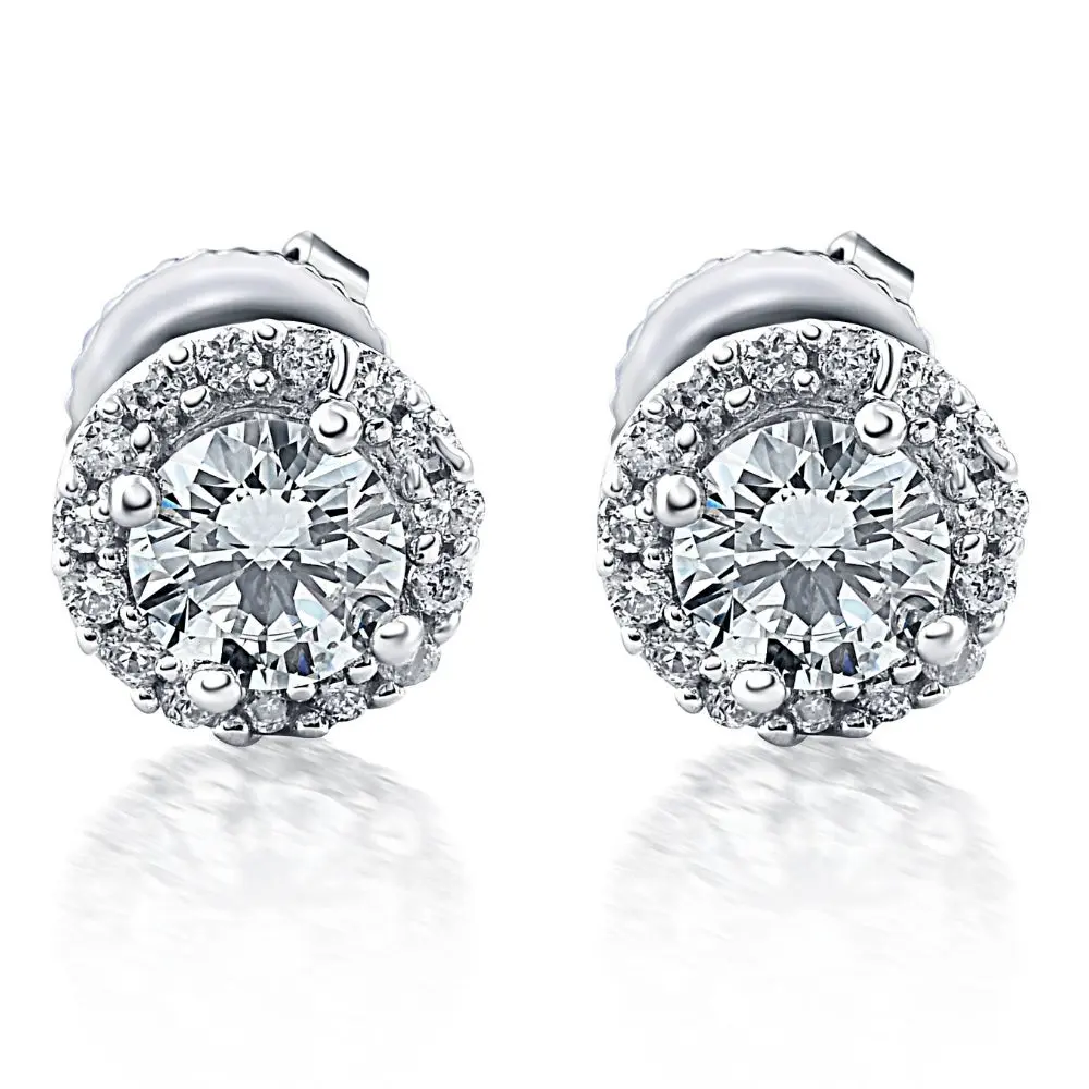 1/4 Ct Halo Diamond Studs 10K White Gold