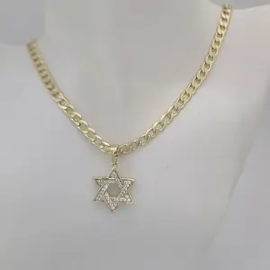 Cadena #250 y dije #083 estrella de David Gold plated unisex