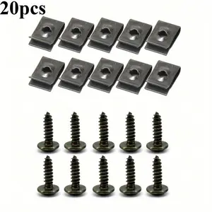 20Pcs car screw base Body Screw U-clip car modification clip metal interior fender bumper protection clip metal seat Automotive Accessories Car Accessory