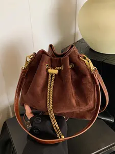 Lucky bag water bucket bag, internet famous Boston bag, simple and versatile, textured shoulder bag, crossbody bag, handbag, Handbag Shoulder Purse, suitable for daily commuting