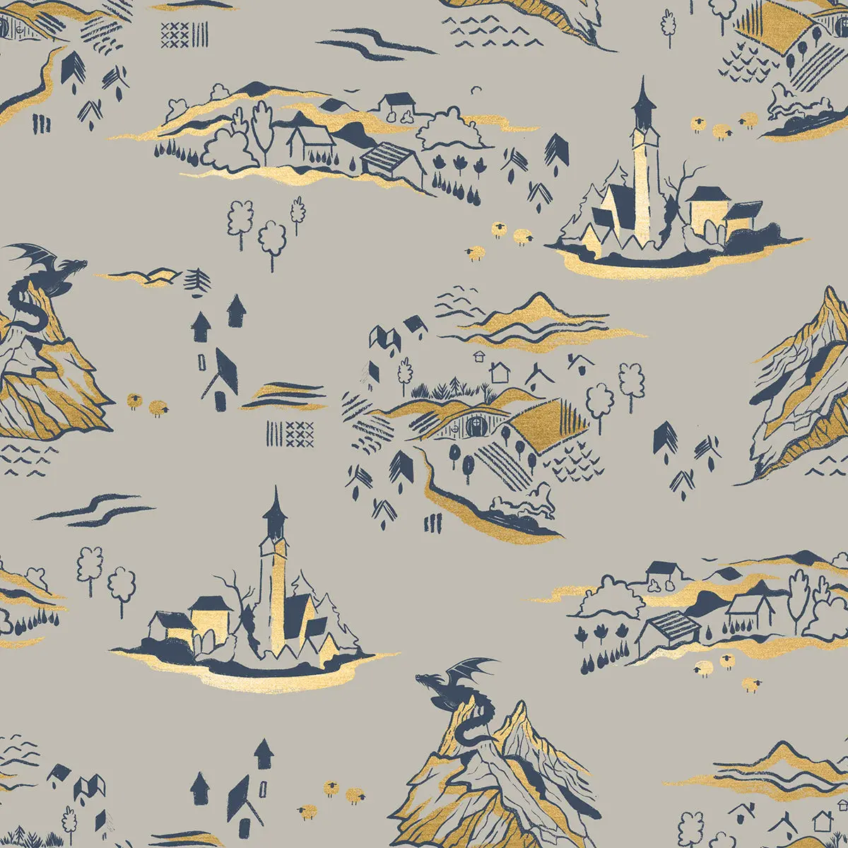 Fabric Ruby Star Society Metallic Oyster Mountain Town Fireglow by the Quarter Yard RS2133-13M