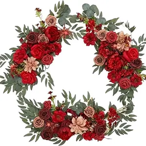 High-End New Door Entryway Three-Piece Set, Floral Archway Decor, Realistic Flower Wedding Decoration, Factory-Archived Marriage Gate, Artificial Outdoor Flowers