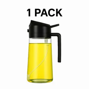 Dual-Use Olive Oil Dispenser Set with Easy Pour Spout Durable Plastic Construction for Kitchen Use Utensils 1 Pack Edible Oil Spray Pot 2-in-1 Sprayer Glass Oil Sprayer and Dispenser Two-in-One