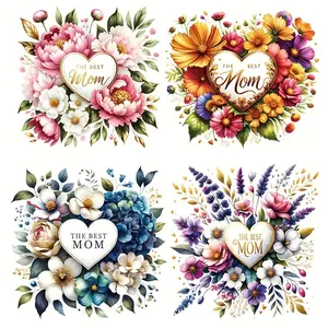 Flower & Letter Pattern Heat Transfer Sticker, DIY Rose Flower 6 Counts/set DIY Washable Iron-on Patch for T-shirt, DIY Clothing Decoration for Women & Girls, Crafts