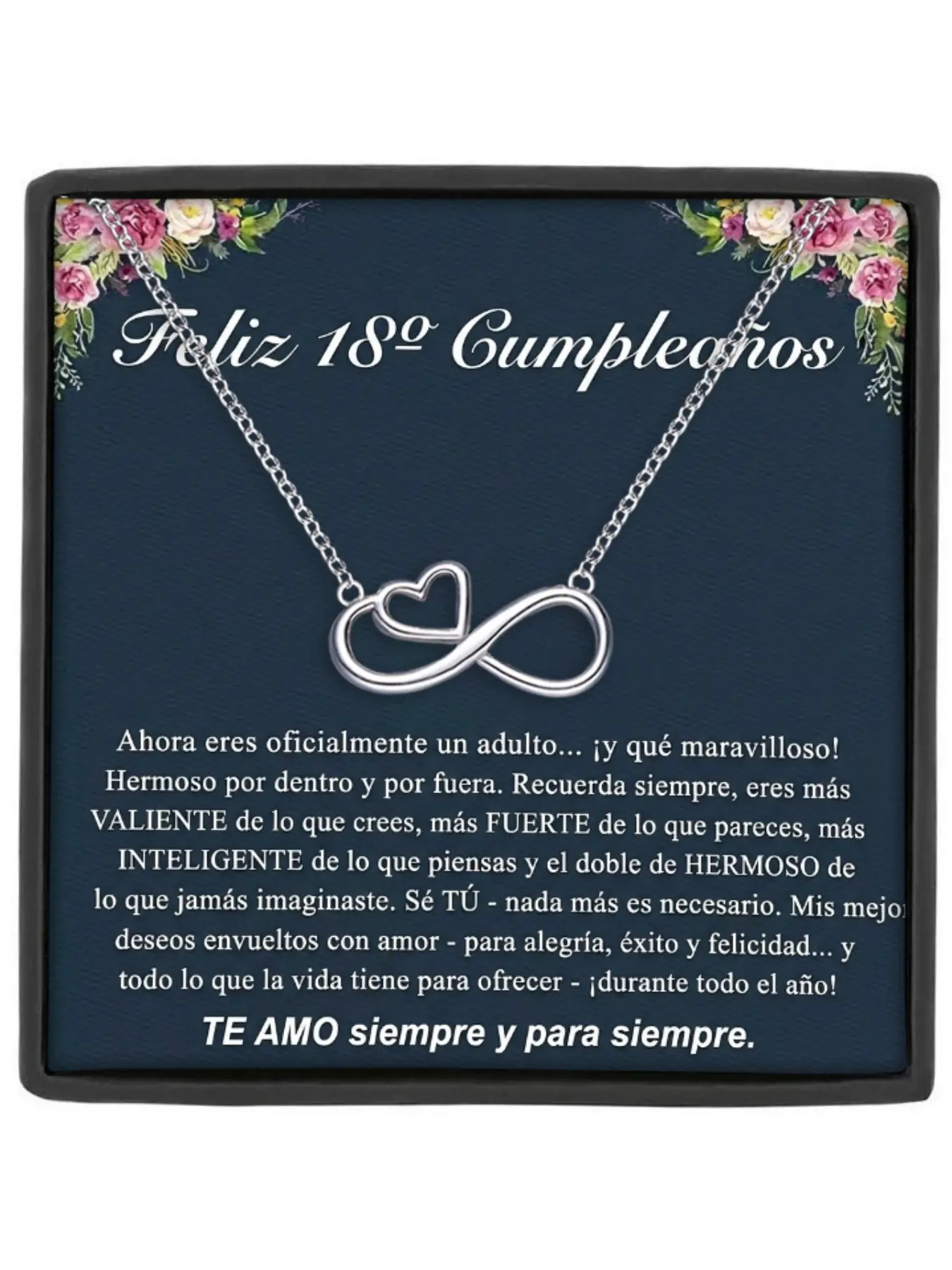 18th Birthday Necklace Infinity Heart Necklace for Her Eternal Love Necklace Mom To Daughter Gift Inspirational Jewelry Gift