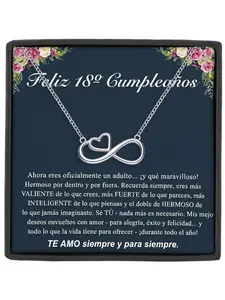 18th Birthday Necklace Infinity Heart Necklace for Her Eternal Love Necklace Mom To Daughter Gift Inspirational Jewelry Gift