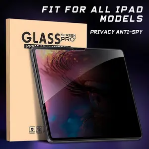 Tempered glass screen protector for iPad with privacy protection on the sides, compatible with iPad 10th/9th/8th/7th/6th/5th/2022 Pro/2021 Pro/2020 Pro/2018 Pro/mini6/mini5/mini4/Air5/Air4/Air3 (10.2inch/11inch/10.9inch/8.3inch/12.9inch/9.7inch), high-def