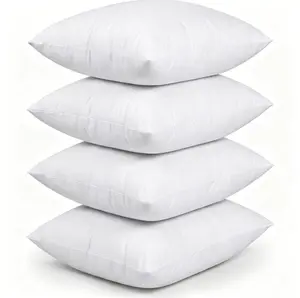 Throw Pillows (Set of 4, White) – 18 x 18 Inches Down Alternative Pillows for Bed, Sofa, and Couch - Fluffy Decorative Stuffer Pillow for Indoors & Outdoors