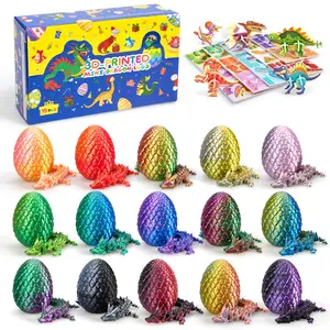 15 Pcs 3D Printed Dragon Eggs Set with Display Stand, Mini Dragon Egg Toys for Ages 5 to 12, DIY Craft Kit for Stress Relief