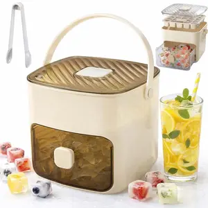 48-Cube Double Layer Portable Ice Maker With Press Lid And Storage Box, Silicone Ice Cube Tray Container Bin For Freezer, Easy Press Ice Maker Box For Whiskey Cocktail Coffee Beverages
