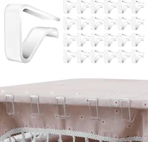 24 Pieces Clear Tablecloth Clips, Durable Plastic Table Cover Holders, Windproof Transparent Clamps for Securing Tablecloths Indoor Outdoor Party, Wedding, Christmas Event, Picnic, Camping (24, Large)