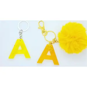 Resin Keychain - Letter A Yellow from the Product Information Provided