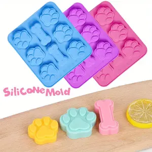 3 Pack Silicone Molds with Puppy Dog Paw and Bone Shaped 2 in 1, Reusable Non-Stick Ice Cube Trays & Flexible Candy Chocolate Molds for Homemade Dog Treats, Pudding, Jelly & Baking Biscuits party  supplies gift