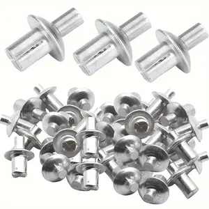 100pcs Aluminum Alloy Push-In Rivets - Premium Polished, Strong Hold Hammer-in Rivet Assortment, Durable & Corrosion-Resistant Hardware Heavy Duty Industrial Parts Circular