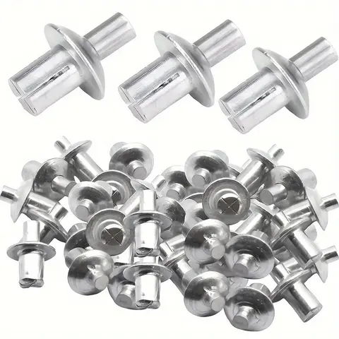 Springtok 100pcs Aluminum Alloy Push-In Rivets - Premium Polished, Strong-Hold, Durable, Corrosion-Resistant Heavy Duty Industrial Circular Hardware Assortment