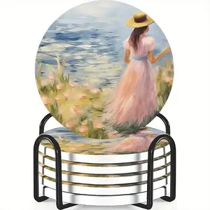 6-Piece Coaster Set, Ceramic Anti-Slip Heat Resistant, Ideal for Coffee & Beverage Home Decor, Perfect Birthday or Holiday Gift