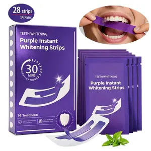 Purple Teeth Whitening Strips 14 Pairs,Peroxide-Free & Enamel Safe for Sensitive Teeth,Daily & Travel Use